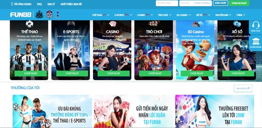 Đa dạng sản phẩm cá cược tại kho game Fun88 chất lượng Kho game phong phú tại Fun88